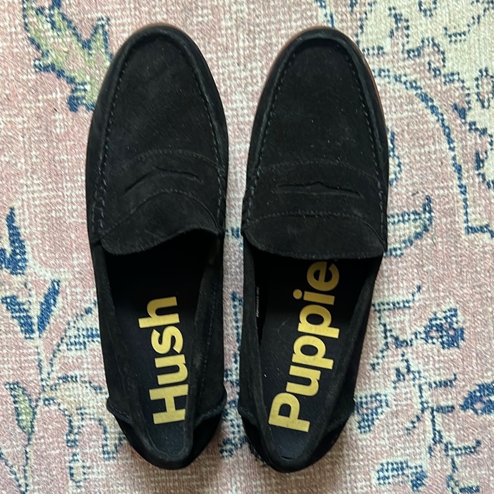 Hush Puppies Black Suede Loafers